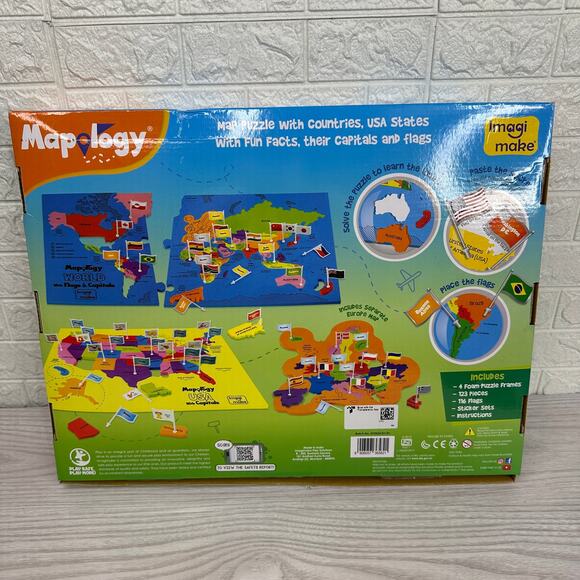 Imagimake Mapology World & USA Puzzle Set Flags Capitals Foam Frames Educational - Picture 4 of 13